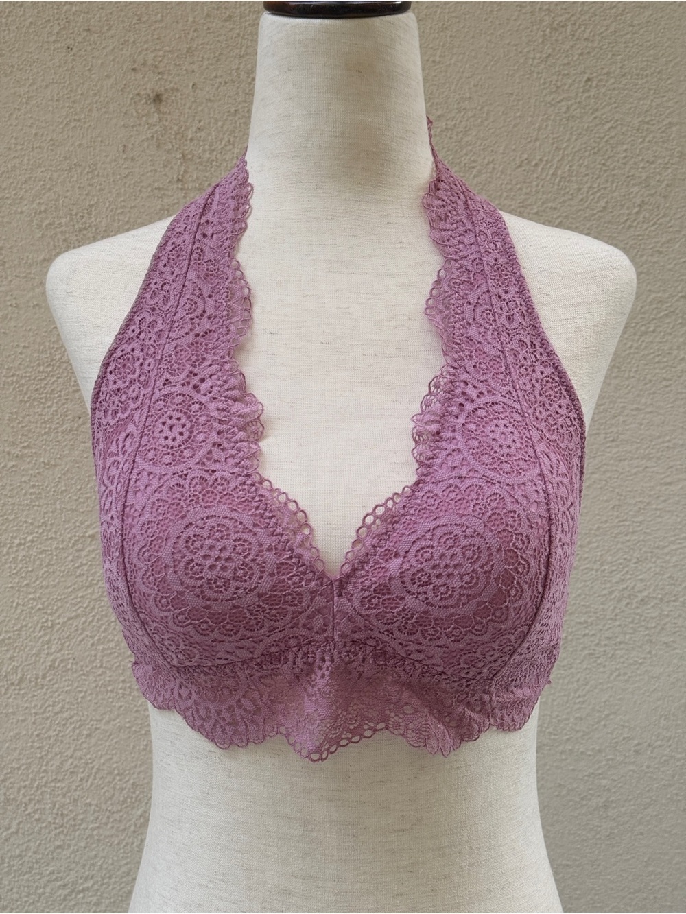 Gilly Hicks Lace Halter Bralette in Mauve - Women's Intimates size L